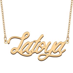 Latoya-Namensketten-Anhänger, individuell personalisiert, für Frauen, Mädchen, Kinder, beste Freunde, Mütter, Geschenke, 18 Karat vergoldeter Edelstahl