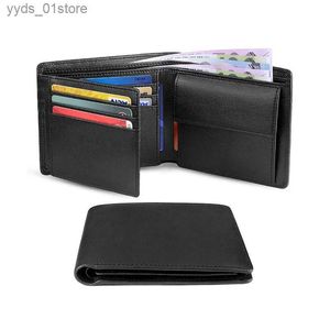 Money Clips Wallets Mens Slim RFID Blocking Genuine Leather with Coin Pocket 2 Banknote Compartments 10 Credit Card Holders Wallet for Men L240306