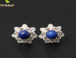 925 Sterling Silver Lapis Lazuli Lotus Flowers Stud Earrings For Women Elegant Lady Prevent Allergy Sterlingsilverjewelry 2106166047465
