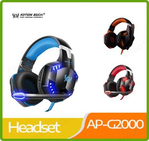 Ny varje G2000 djup bas hörlurar stereo omgiven overear gaming headset headband hörlur med ljus för pc lol game2678716