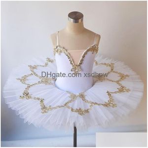 Dancewear Rosa Blu Bianco Ballerina Abito Tutu di balletto professionale Bambino Bambini Ragazze Adt N Lake Costumi Balet Donna Abiti 220629 D Dh7Oa