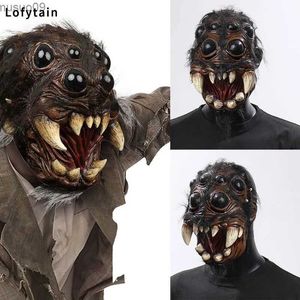 Designer masker skräck läskig spindel mask cosplay skrämmande djur spindlar stora ögon tand öppen mun latex hjälm halloween fest kostym rekvisita