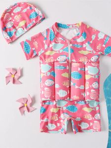 Badebekleidung Floaty Suit Schwimmender Badeanzug für Kleinkinder 210 Jahre Blau Rosa Einteiliger Schwimmreißverschluss Schwimmweste Auftrieb für Kinder Mädchen Jungen Caps