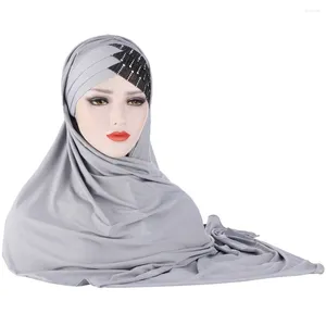 エスニック服のワンピースヘッドスカーフクロスキャップハットインスタントヒジャーブイスラム教徒の女性ヘッドラップスパンコールボンネットショールズターバン準備完了