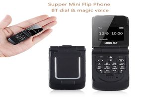 Longcz mini Flip Plastic Mobile Mobiltelefoner Extra Ljus minsta storlek Bluetooth Dial Magic Voice Changer SOS Fast Dialing Single 5768316
