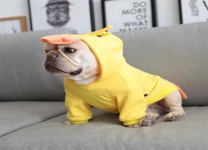 Śliczna kreskówkowa kaczka pies pies moda żółta sukienka dla zwierząt domowych Schnaucerem Teddy Spring Autumn Pet Caily250i2861724