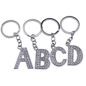 26st Lot A-Z 3 2 Alloy Alphabet Letter Keyring Full Rhinestone Key Chain DIY Accessories292e