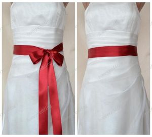 Red Double faced Satin Ribbon Wedding Dress Sash Belt01234332377