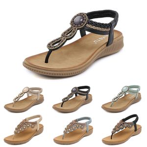 Kama terlikleri Kadın Gladyatör Sandalet Bohem Sandal Gai Kadınlar Elastik Plaj Ayakkabıları Dize Boncuk Color56 493 S S S