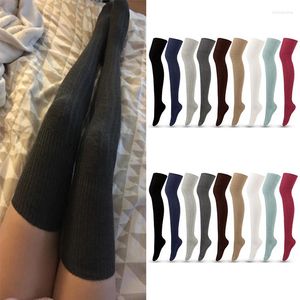 Women Socks Thigh High Stocking Leg Warmer Over Knee Women's Striped Solid Stockings Cotton Knitted Over-the-knee Hosiery