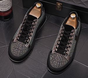 Designer Men Sneakers Rhinestones embroidery Shoes Slip-on Glitter Casual Diamond Shoes New Dandelion Spikes Flat Leather Shoes Thick Bottom Leisure Walking