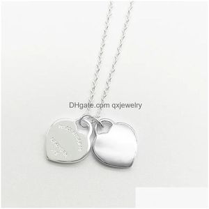 Pendant Necklaces New Original Blue Gift Box 925 Sier Classic Love Pendant Necklace Double Hearts Women039S Fashion Jewelry Designer 1 Dhoy0