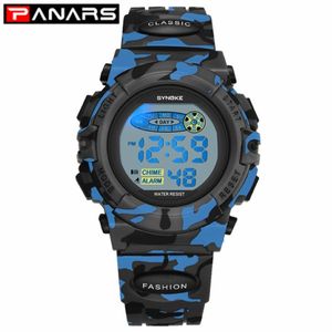Panars Fashion Kids Watches Sports Children's Watch Led Colorful Lights 12 24 Hour Camouflage Relogio Infantil Boy Student 20282L