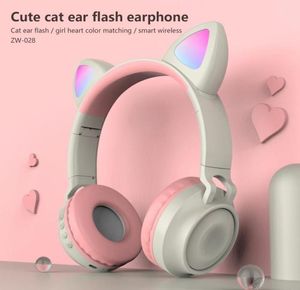 Cuffie senza fili con orecchio di gatto carino Cuffie Bluetooth 50 luminose per ragazze Cuffie con orecchio di gatto Musica stereo Hifi con microfono3539205