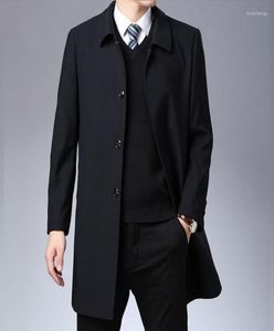 Men039s trench coats primavera outono casual masculino casaco grosso blusão longo preto casaco masculino outerwear meninos y8659132366