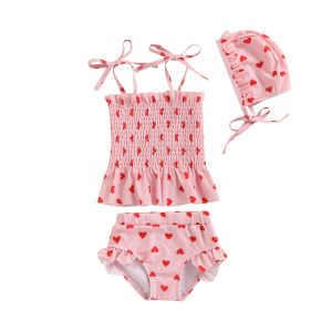 Roupa de banho mababy 024m bebê recém-nascido meninas roupa de banho verão coração impressão biquinis conjunto roupa do bebê beachwear maiô d35