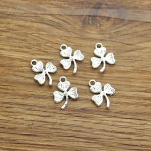 Charms 40st Metal Four Leaves Clover Lycka till bulkhängare DIY Craft Supplies 12x17mm 4337