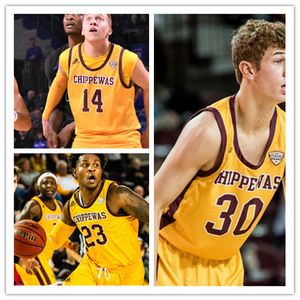 Personalizado NCAA Central Michigan Chippewas College Basketball Jerseys Noah Adamczyk Drew Barbee Derrick Butler Jemal Davis Bryce Eaton Markus Harding Hunter Harding