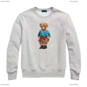 Ralphs polo hoodie laurens hoodies trycker man lös rund nacke plysch långärmad pullover polos skjorta t-shirt tecknad björn maglione 403