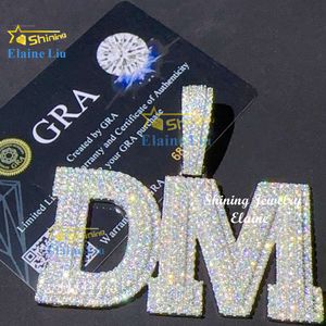 GRA -certifikat Iced ut anpassad Sterling Sief Jewelry Wholesale VVS Moissanite Letter Hip Hop Diamond Pendant