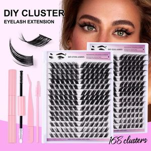 168 кластеров DIY Cluster Eshelash Speique Cut Cut Segmented Eshelashes Extension Отдельные ресницы мягкие натуральные ложные ресницы