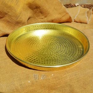 Plates Copper Dish Extra Thick Red Pot Tray Chassis Brass Fruit Baking Pan Double Handle Pure Plate