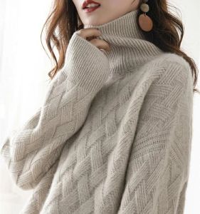 Kobiety swetry jesienne i zimowe kaszmirowy SWEATER KOBIETA 2024 Style Liste Breeze luźne grube podkładka wełna