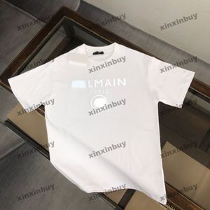 Xinxinbuy Men Designer Tee T Shirt 2024 Paris Letter Printing短袖コットン女性グレーブラックオレンジグリーンアプリコットXS-XL