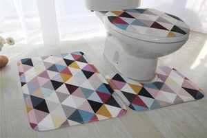 3 styckes set toalettuppsättning icke -slip badrum matta mocka antislip toalett täcker bad set dekor säkerhet tejp matta badrum set mattan y27572533