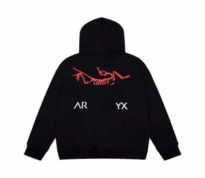 Designer Luxury Trendy Bird Arcterysses Hooded Printed tröja Män och kvinnor Par Bomull Plush Lång ärm Pullover Good2696605