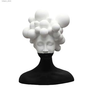 Dekorativa föremål Figurer Abstrakt Figurskulptur harts Handikraftornament svartvitt mosaik kvinna Figur Mänsklig huvudstaty Hemdekoration