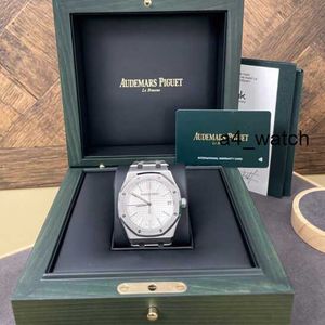 Машинные часы Функциональные часы AP Watch Royal Oak Series 15510ST Прецизионная сталь с белой пластиной Мужская мода Для отдыха Бизнес Спортивные часы Набор мировых часов