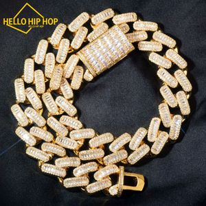 Ciao hip-hop 18MM Uomo Miami Catena Baguette Collana cubana Iced Out Cubic Zirconia Oro Argento Colore Gioielli Hip Hop Punk