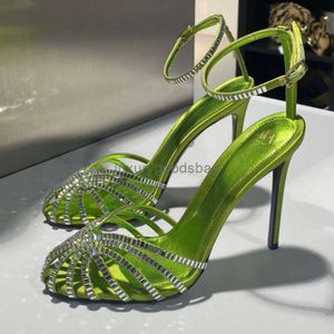 2024SS Alevi Milano High-Heeled Sandals Crystal-Encusted Strap Spool 디자이너 파티 파티 드레스 Shoewomens 11cm 고급 거리 스타일 신발 공장 신발 35--41Size