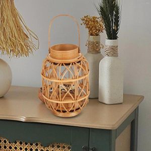 Candle Holders Rattan Holder Po Prop Crafts Nordic Ornament Handwoven For Living Room Dining Teahouse Mantle Home