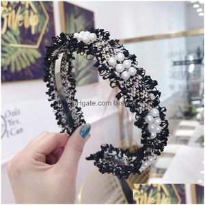 Hair Accessories Lystrfac Korean Ins Simple Burrs Beaded Pearl Hairband For Women Girls Hoop Headband Ladies Drop Delivery Products Dhmbs