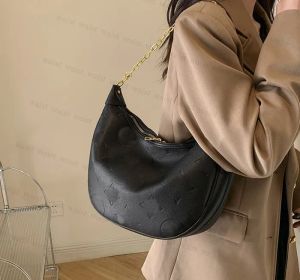 Hobo Loop Bag Women Designer Crossbody Handbag Purse Croissant Chain Bags Halfmon underarm Purses stora kapacitet Totes avtagbar blixtlås Brun axel A6