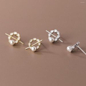 Stud Earrings Solid 925 Sterling Silver For Women Teen Girls Kids CZ Zircon Pearl Bar Cute Earings Korean Style Fashion Jewelry9712686