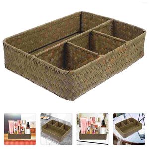 Kitchen Storage Sugar Packet Holder Tea Organizer For Bags Bag Bulrush Woven Sundries