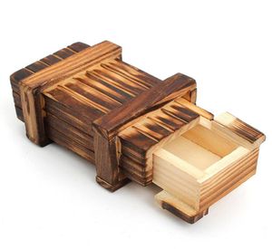 Vintage drewniane przechowywanie ukryte magiczne pudełko na prezent tajne szufladę zwiastun łamigłówek piersi