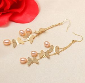 Natural Pearl Earrings Girls Butterfly Shape Multibead Earrings S925 Sterling Silver Ear Hook Star Moon7835321