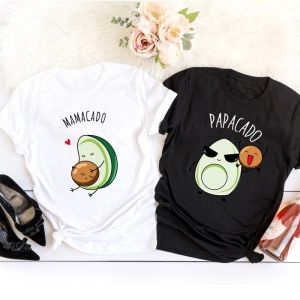 T-shirt Annuncio di gravidanza T Shirt Donna Uomo Fuuny Avocado Papà Papacado Mamacado Maglietta Estate Cotone Manica corta Donna Abbigliamento