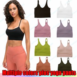 Lu Womens Yoga Bra Summer U-shaped No Steel Ring Built-in Luluemon Chest Pad Sports Leggings for Women Gym Sleeveless Fitness Fashion Tank Outfit Top Bras