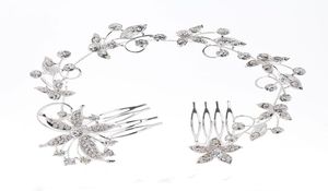 2019 Nuovo Arrivo Forcine Feis Tutto Lungo Stile di Cristallo Del Diamante Del Fiore E Della Foglia Della Sposa Decorazione Dei Capelli di Cerimonia Nuziale Accesso4781808