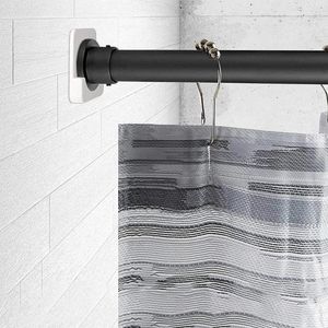 シャワーカーテンバスルームツールカーテンロッドホルダー2セットブラックエレガントデザイン実用的な白いほとんど