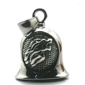 Pendant Necklaces 316L Stainless Steel Polishing Animal Wolf Long Hair Double Sided Pattern Jingle Bell