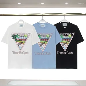 Magliette da uomo T-shirt High Street Lettere Tennis Coconut Tree Maglietta stampata Camicia Harajuku a maniche corte casual ampia in cotone