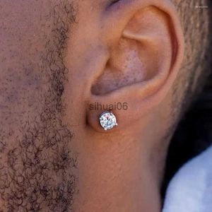 Stud Studörhängen Silvermagnetiska örhängen Män kvinnor som lyser Magnet Ear 6mm Cubic Zircon Clip Non Piercing Jewelry 240306