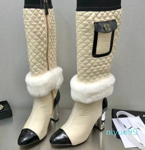 디자이너 럭셔리 여성 전기 자수 부츠 섹시한 컬러 일치하는 가죽 헤드 밴드 부츠 레이디 겨울 성냥 다양한 하이힐 신발