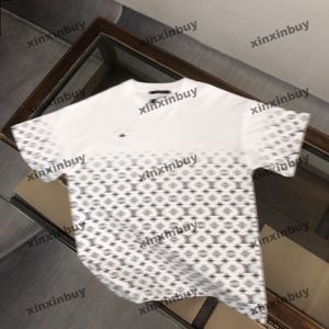 xinxinbuy Maglietta da uomo firmata Tee 2024 Stampa di lettere sfumate manica corta in cotone da donna grigio nero Arancione verde M-3XL